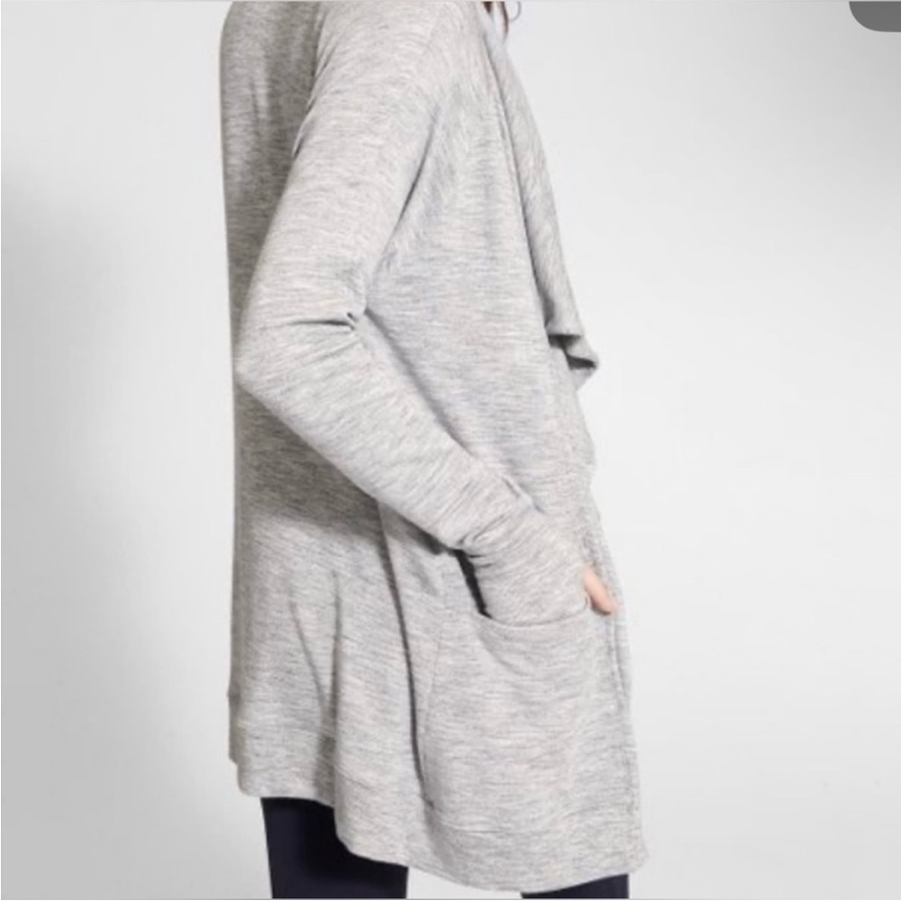 Athleta Light Gray Open-Front Draped Cardigan - Picture 3 of 8